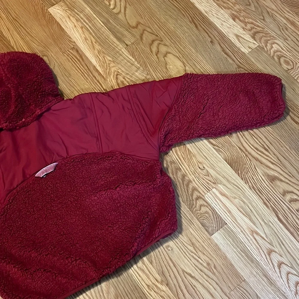 NWT Free People Movement Adventure Awaits Fleece Sherpa Jacket in Red Wine XS